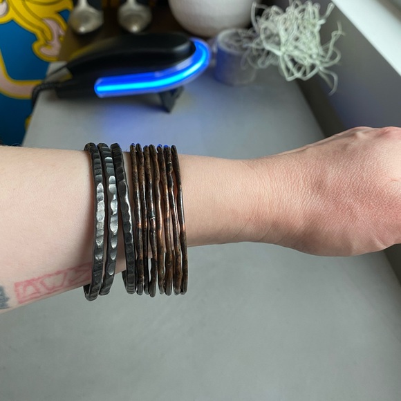SOLD LOT Free People Gypsy Sterling Copper Bangle Bracelets goth punk grunge 90s - Picture 8 of 9